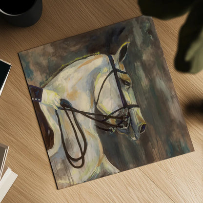 Dressage v2 by Jeanette Vertentes. Shown as a detailed flat fine art print, highlighting archival giclee quality. Available as an archival giclee rolled canvas, fine art paper, or poster print. SKU 51479a.