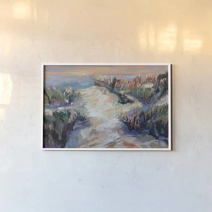 Dune Dance by Jeanette Vertentes. shown as a paper print in a white frame. Available as a archival giclee rolled canvas, fine art paper, or poster print. SKU 93136i.