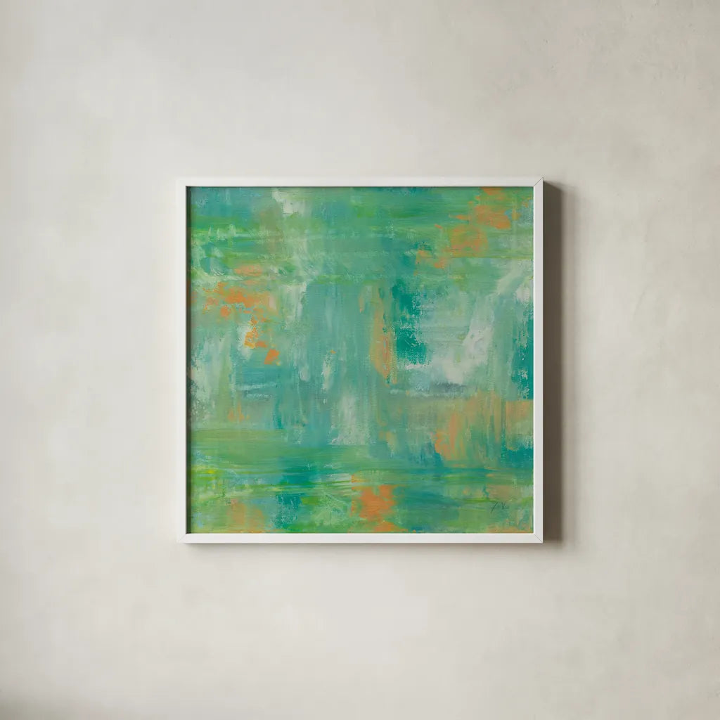 Ecstasy by Jeanette Vertentes. Shown in a crisp white glass frame for a clean and minimalist style. Available as an archival giclee rolled canvas, fine art paper, or poster print. SKU 55480a.