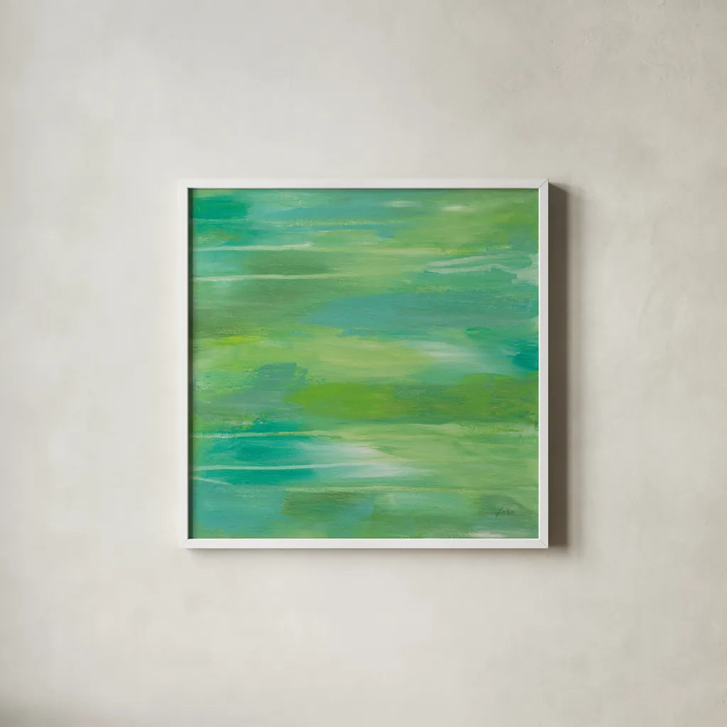 Elation by Jeanette Vertentes. Shown in a crisp white glass frame for a clean and minimalist style. Available as an archival giclee rolled canvas, fine art paper, or poster print. SKU 55481a.