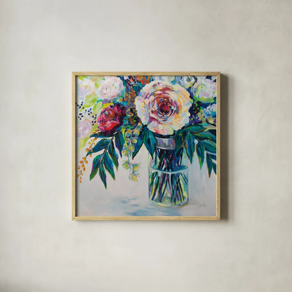Elation by Jeanette Vertentes. Shown in a natural wood glass frame for a timeless modern aesthetic. Available as an archival giclee rolled canvas, fine art paper, or poster print. SKU 59809a.