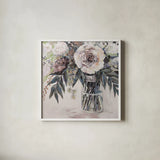 Elation Greige by Jeanette Vertentes. Shown in a crisp white glass frame for a clean and minimalist style. Available as an archival giclee rolled canvas, fine art paper, or poster print. SKU 61740a.