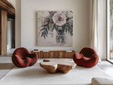Elation Greige by Jeanette Vertentes. Shown as extra-large giant wall art in a modern living room. Available as an archival giclee rolled canvas, fine art paper, or poster print. SKU 61740a.