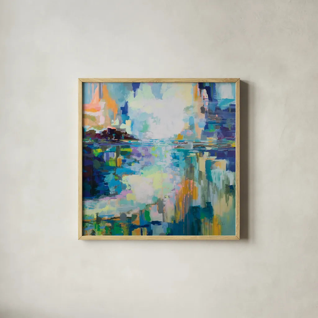 Elevated by Jeanette Vertentes. Shown in a natural wood glass frame for a timeless modern aesthetic. Available as an archival giclee rolled canvas, fine art paper, or poster print. SKU 67456a.