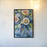 End of Summer Bouquet by Jeanette Vertentes. shown as a paper print in a black flame. Available as a archival giclee rolled canvas, fine art paper, or poster print. SKU 75677h.