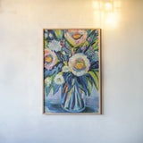 End of Summer Bouquet by Jeanette Vertentes. shown as a paper print in a natural frame. Available as a archival giclee rolled canvas, fine art paper, or poster print. SKU 75677h.
