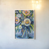 End of Summer Bouquet by Jeanette Vertentes. shown as a paper print in a white frame. Available as a archival giclee rolled canvas, fine art paper, or poster print. SKU 75677h.