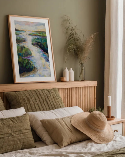 Escape by Jeanette Vertentes. shown as a paper print in a natural frame. Available as a archival giclee rolled canvas, fine art paper, or poster print. SKU 92256h.