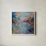 Exuberance by Jeanette Vertentes. Shown in a crisp white glass frame for a clean and minimalist style. Available as an archival giclee rolled canvas, fine art paper, or poster print. SKU 103174a.