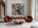 Fall For Me by Jeanette Vertentes. Shown as extra-large giant wall art in a modern living room. Available as an archival giclee rolled canvas, fine art paper, or poster print. SKU 99846a.