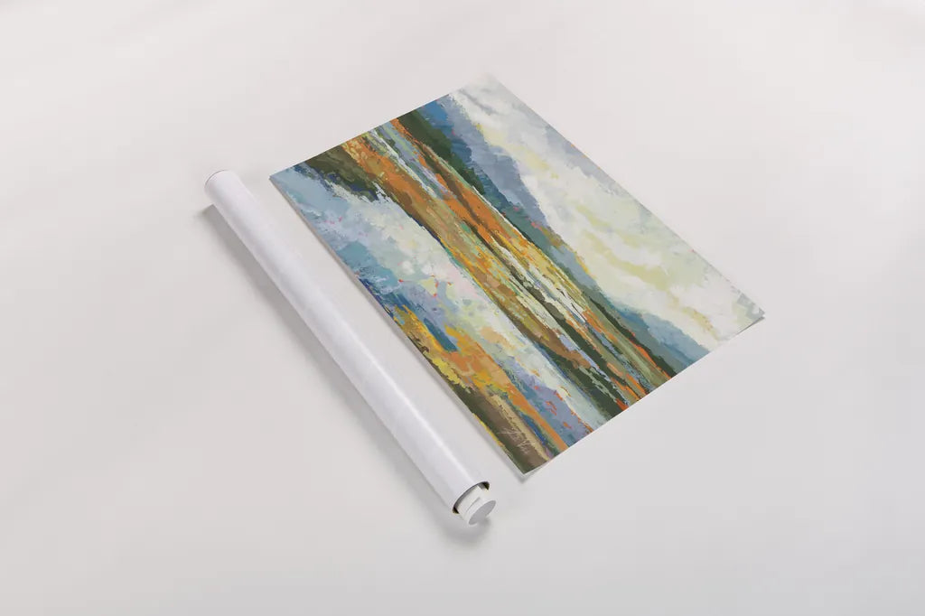 Fall Marsh Warm Crop by Jeanette Vertentes. shown as a rolled paper print. Available as archival giclee rolled canvas, fine art paper, or poster print. SKU 68094i.