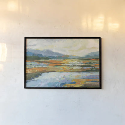 Fall Marsh Warm Crop by Jeanette Vertentes. shown as a paper print in a black flame. Available as a archival giclee rolled canvas, fine art paper, or poster print. SKU 68094i.