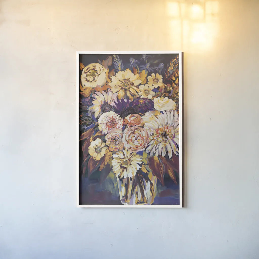 Fall Prosperity by Jeanette Vertentes. shown as a paper print in a white frame. Available as a archival giclee rolled canvas, fine art paper, or poster print. SKU 68027h.