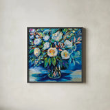 Feeling Blue II by Jeanette Vertentes. Shown in a sleek black glass frame for a contemporary gallery look. Available as an archival giclee rolled canvas, fine art paper, or poster print. SKU 80796a.