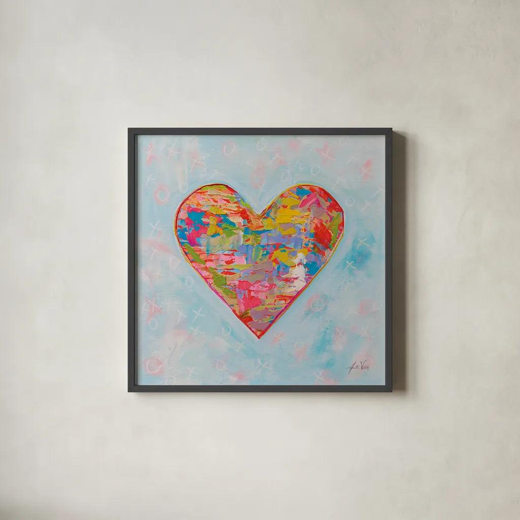 First Love by Jeanette Vertentes. Shown in a sleek black glass frame for a contemporary gallery look. Available as an archival giclee rolled canvas, fine art paper, or poster print. SKU 78270a.