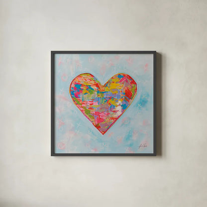First Love by Jeanette Vertentes. Shown in a sleek black glass frame for a contemporary gallery look. Available as an archival giclee rolled canvas, fine art paper, or poster print. SKU 78270a.