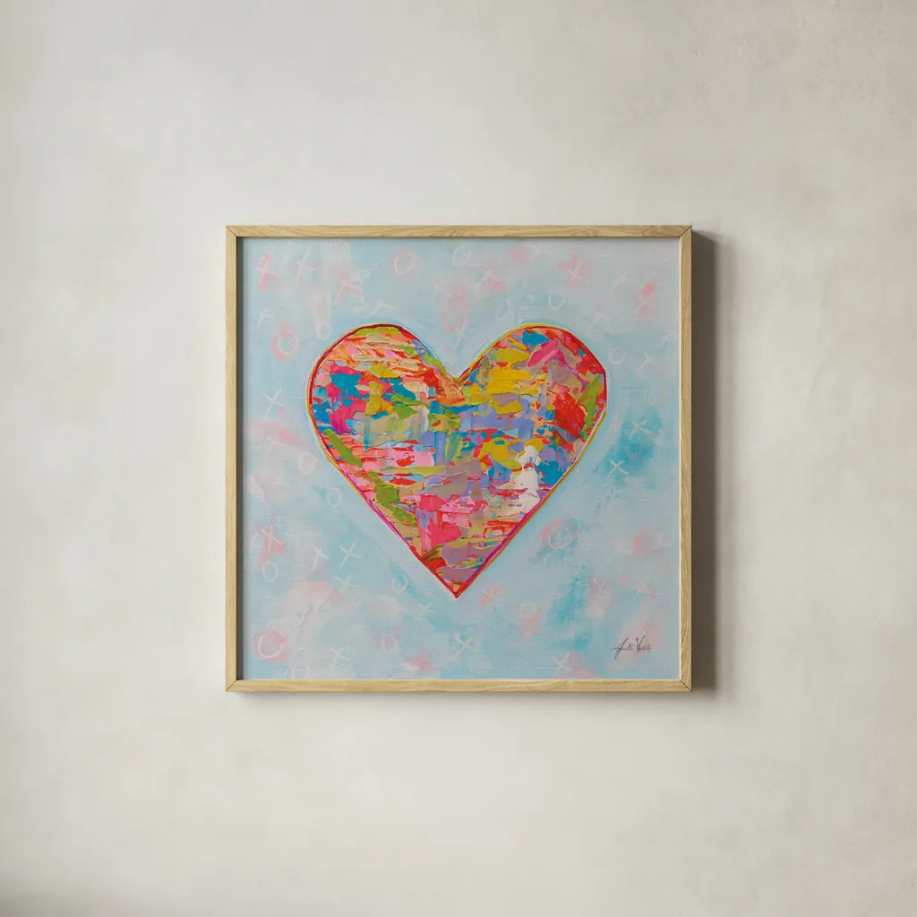 First Love by Jeanette Vertentes. Shown in a natural wood glass frame for a timeless modern aesthetic. Available as an archival giclee rolled canvas, fine art paper, or poster print. SKU 78270a.