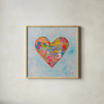 First Love by Jeanette Vertentes. Shown in a natural wood glass frame for a timeless modern aesthetic. Available as an archival giclee rolled canvas, fine art paper, or poster print. SKU 78270a.