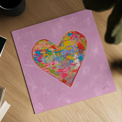 First Love on Pink by Jeanette Vertentes. Shown as a detailed flat fine art print, highlighting archival giclee quality. Available as an archival giclee rolled canvas, fine art paper, or poster print. SKU 78560a.