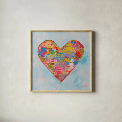 First Love v2 by Jeanette Vertentes. Shown in a natural wood glass frame for a timeless modern aesthetic. Available as an archival giclee rolled canvas, fine art paper, or poster print. SKU 89191a.