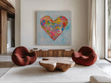 First Love v2 by Jeanette Vertentes. Shown as extra-large giant wall art in a modern living room. Available as an archival giclee rolled canvas, fine art paper, or poster print. SKU 89191a.