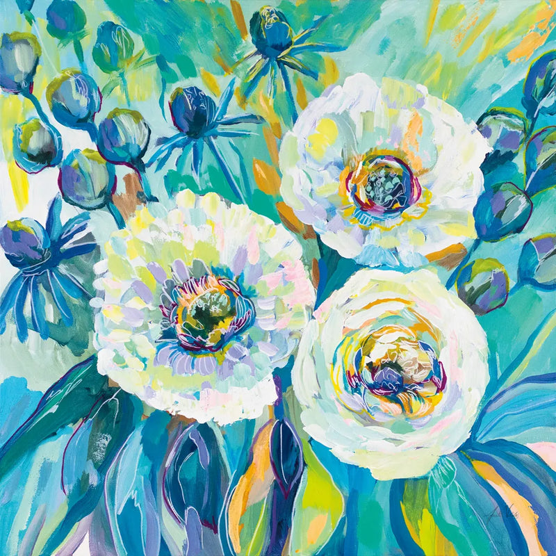 Floral Elation by Jeanette Vertentes. SKU 67246a. Archival Giclee Fine art print for wall decor.