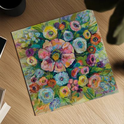 Floral Fireworks by Jeanette Vertentes. Shown as a detailed flat fine art print, highlighting archival giclee quality. Available as an archival giclee rolled canvas, fine art paper, or poster print. SKU 53914a.