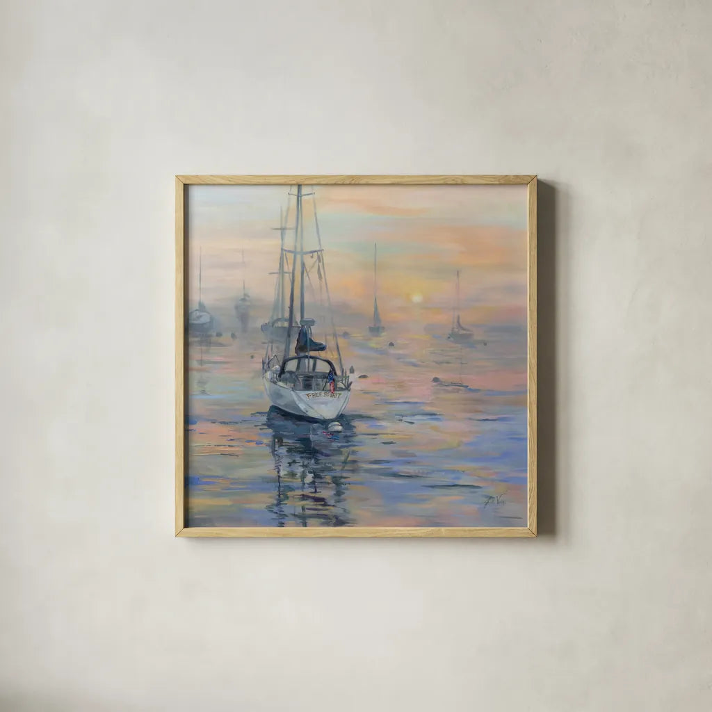 Free Spirit by Jeanette Vertentes. Shown in a natural wood glass frame for a timeless modern aesthetic. Available as an archival giclee rolled canvas, fine art paper, or poster print. SKU 100302a.