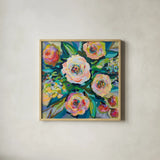 Garden View by Jeanette Vertentes. Shown in a natural wood glass frame for a timeless modern aesthetic. Available as an archival giclee rolled canvas, fine art paper, or poster print. SKU 54418a.