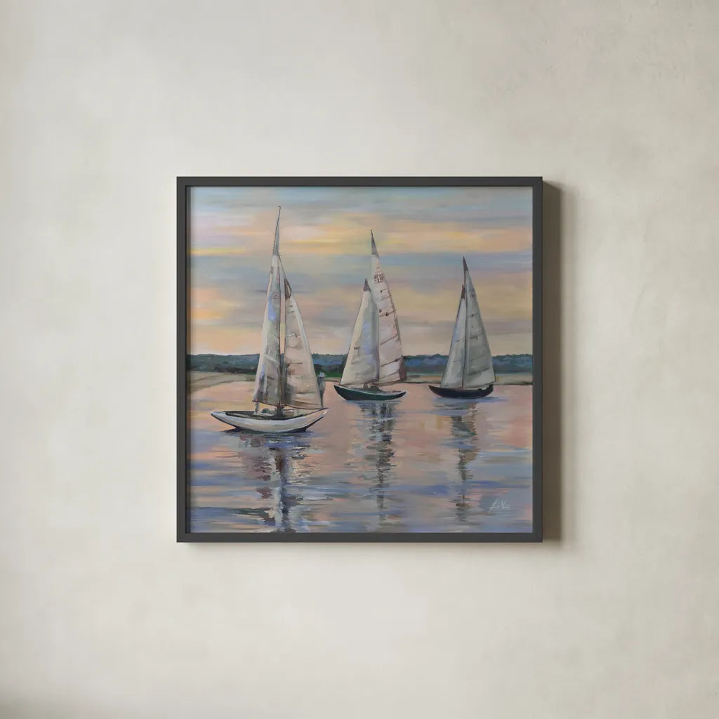Gentle Wind by Jeanette Vertentes. Shown in a sleek black glass frame for a contemporary gallery look. Available as an archival giclee rolled canvas, fine art paper, or poster print. SKU 100300a.