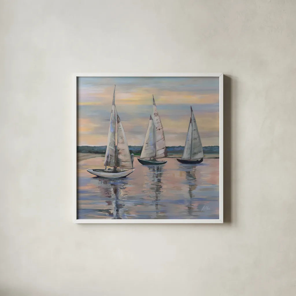 Gentle Wind by Jeanette Vertentes. Shown in a crisp white glass frame for a clean and minimalist style. Available as an archival giclee rolled canvas, fine art paper, or poster print. SKU 100300a.