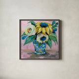 Ginger Jar II by Jeanette Vertentes. Shown in a sleek black glass frame for a contemporary gallery look. Available as an archival giclee rolled canvas, fine art paper, or poster print. SKU 53238a.