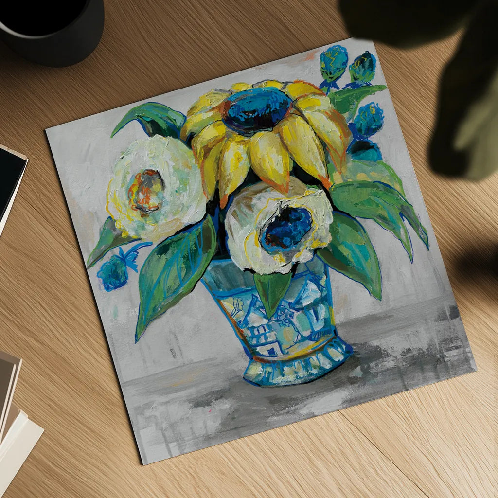 Ginger Jar II Gray by Jeanette Vertentes. Shown as a detailed flat fine art print, highlighting archival giclee quality. Available as an archival giclee rolled canvas, fine art paper, or poster print. SKU 54309a.