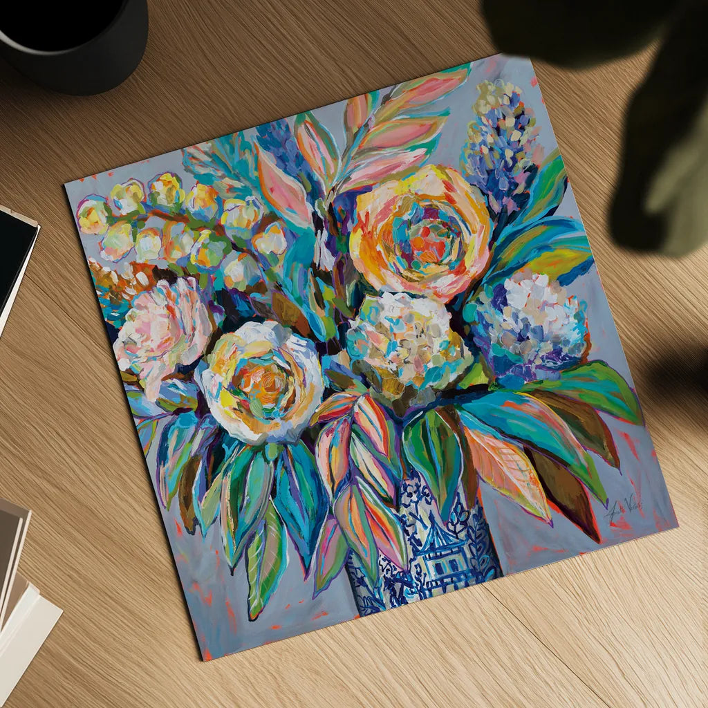 Ginger Party by Jeanette Vertentes. Shown as a detailed flat fine art print, highlighting archival giclee quality. Available as an archival giclee rolled canvas, fine art paper, or poster print. SKU 74812a.