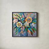 Ginger Party by Jeanette Vertentes. Shown in a sleek black glass frame for a contemporary gallery look. Available as an archival giclee rolled canvas, fine art paper, or poster print. SKU 74812a.