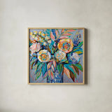 Ginger Party by Jeanette Vertentes. Shown in a natural wood glass frame for a timeless modern aesthetic. Available as an archival giclee rolled canvas, fine art paper, or poster print. SKU 74812a.
