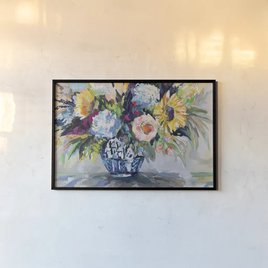 Ginger Pop by Jeanette Vertentes. shown as a paper print in a black flame. Available as a archival giclee rolled canvas, fine art paper, or poster print. SKU 93139i.