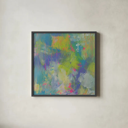 Glee by Jeanette Vertentes. Shown in a sleek black glass frame for a contemporary gallery look. Available as an archival giclee rolled canvas, fine art paper, or poster print. SKU 55479a.