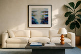 Glisten by Jeanette Vertentes. Displayed in a glass frame with matte in a clean modern living room. Available as an archival giclee rolled canvas, fine art paper, or poster print. SKU 103176a.