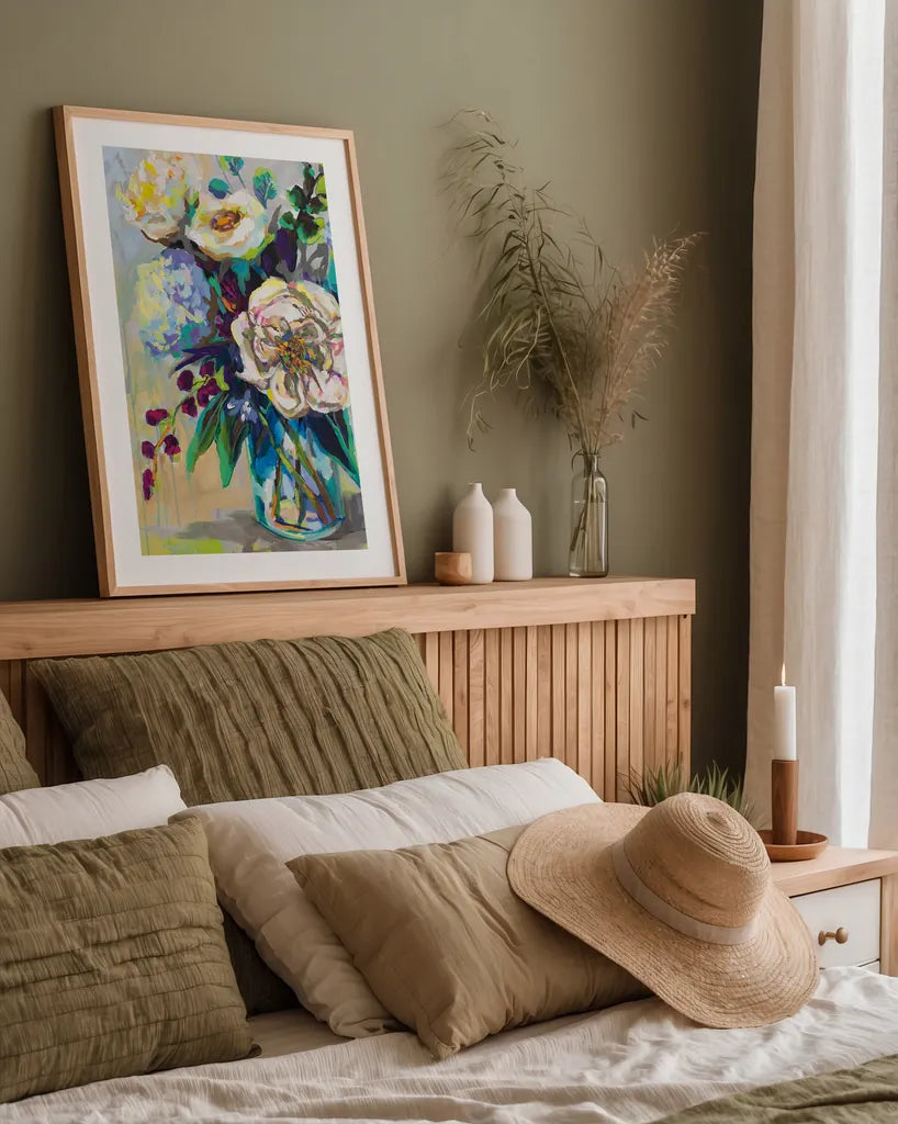 Glowing by Jeanette Vertentes. shown as a paper print in a natural frame. Available as a archival giclee rolled canvas, fine art paper, or poster print. SKU 53975h.