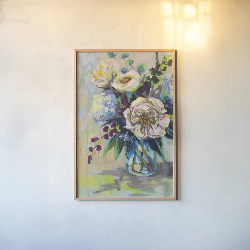 Glowing by Jeanette Vertentes. shown as a paper print in a natural frame. Available as a archival giclee rolled canvas, fine art paper, or poster print. SKU 53975h.