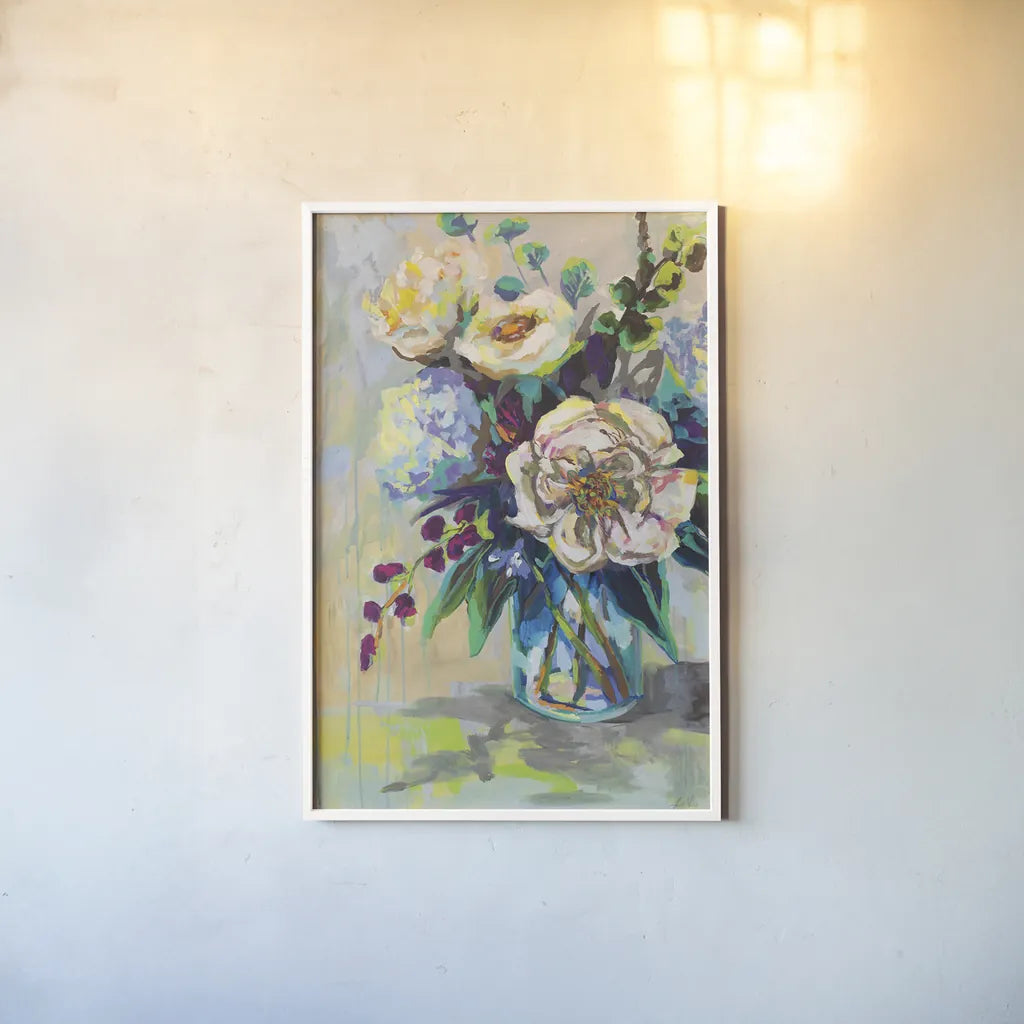 Glowing by Jeanette Vertentes. shown as a paper print in a white frame. Available as a archival giclee rolled canvas, fine art paper, or poster print. SKU 53975h.