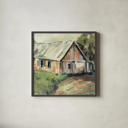 Going to the Country I Earth by Jeanette Vertentes. Shown in a sleek black glass frame for a contemporary gallery look. Available as an archival giclee rolled canvas, fine art paper, or poster print. SKU 56474a.