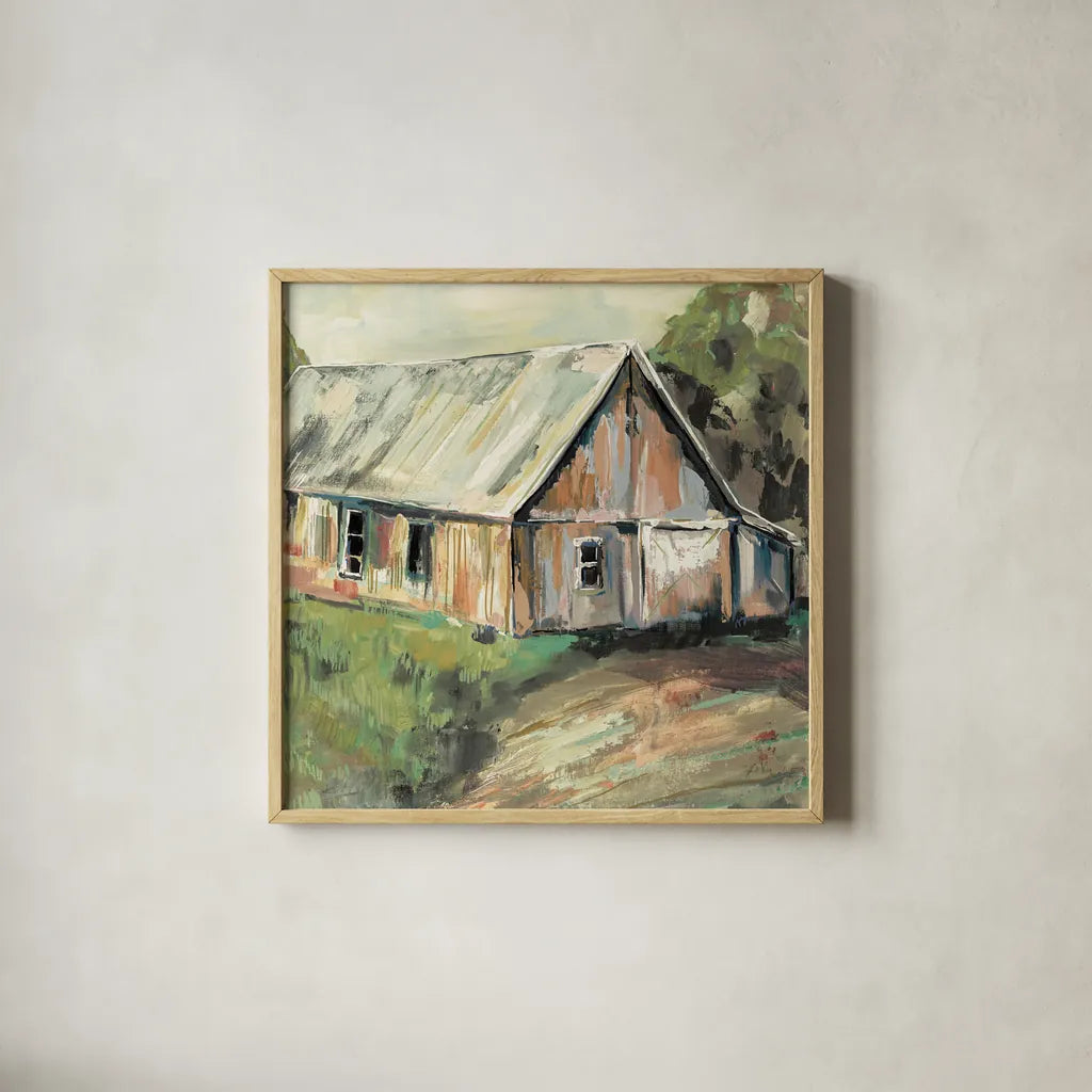 Going to the Country I Earth by Jeanette Vertentes. Shown in a natural wood glass frame for a timeless modern aesthetic. Available as an archival giclee rolled canvas, fine art paper, or poster print. SKU 56474a.