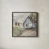 Going to the Country I Neutral by Jeanette Vertentes. Shown in a sleek black glass frame for a contemporary gallery look. Available as an archival giclee rolled canvas, fine art paper, or poster print. SKU 53451a.