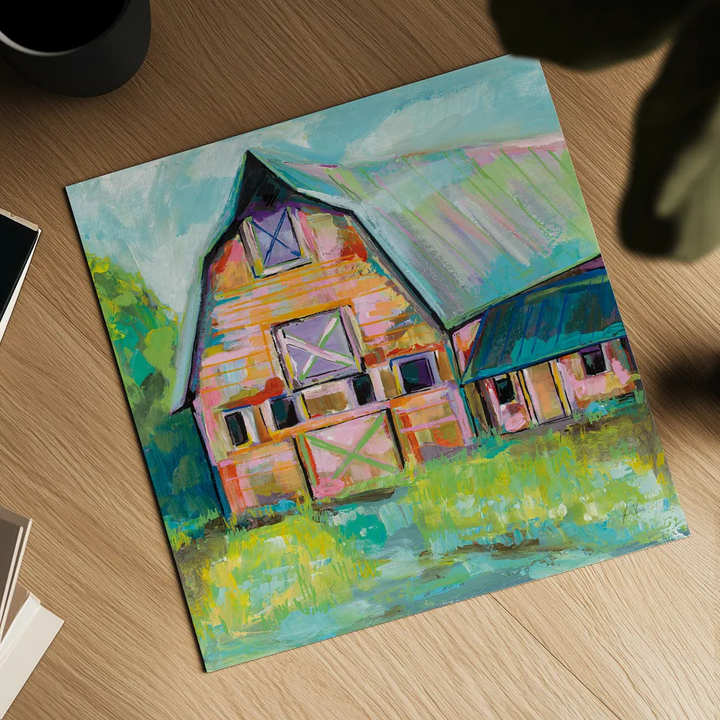 Going to the Country II by Jeanette Vertentes. Shown as a detailed flat fine art print, highlighting archival giclee quality. Available as an archival giclee rolled canvas, fine art paper, or poster print. SKU 53191a.