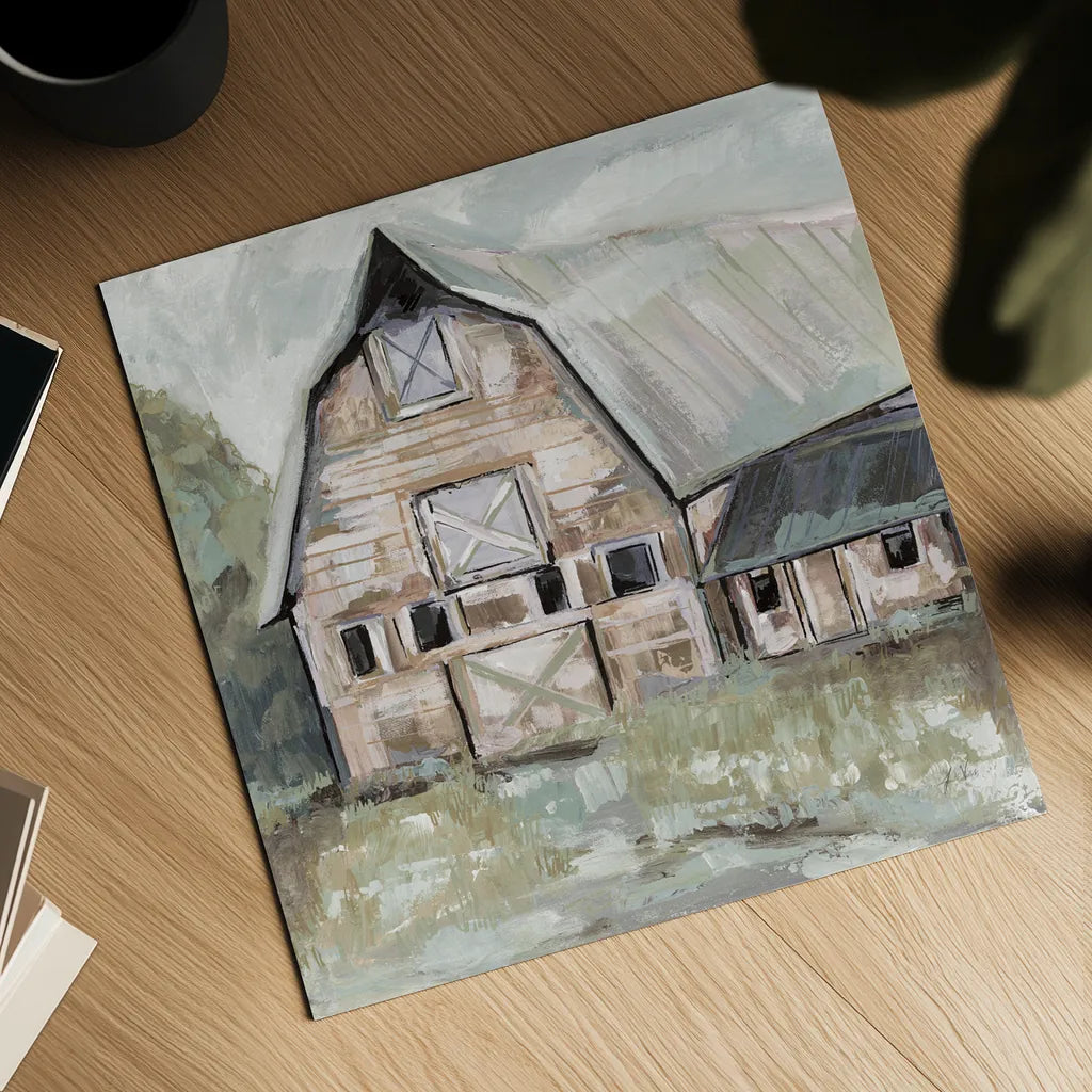 Going to the Country II Neutral by Jeanette Vertentes. Shown as a detailed flat fine art print, highlighting archival giclee quality. Available as an archival giclee rolled canvas, fine art paper, or poster print. SKU 53452a.