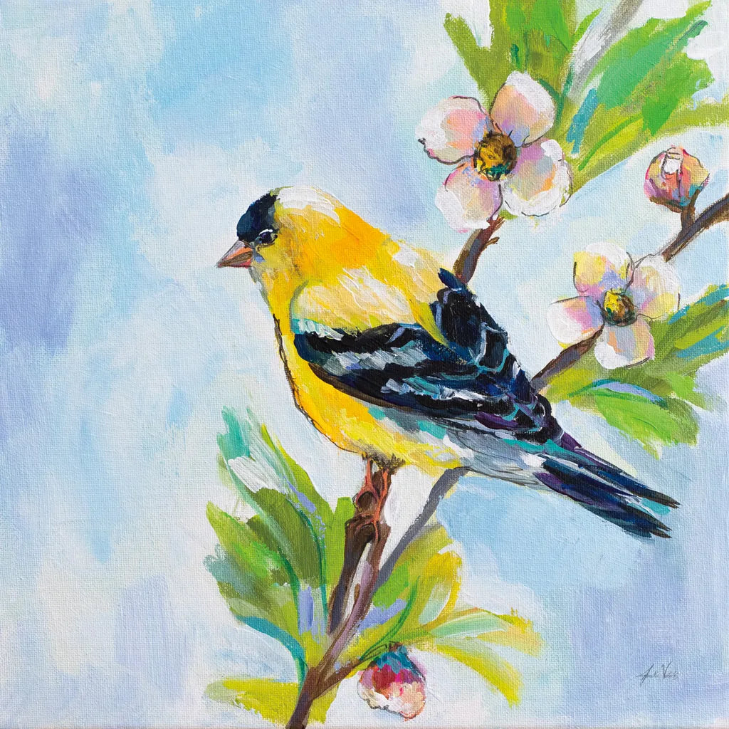 Golden Finch by Jeanette Vertentes. SKU 63457a. Archival Giclee Fine art print for wall decor.
