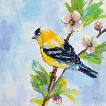 Golden Finch by Jeanette Vertentes. SKU 63457a. Archival Giclee Fine art print for wall decor.