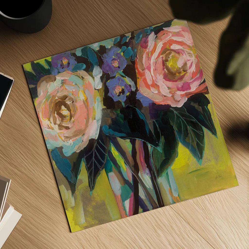 Happy Couple by Jeanette Vertentes. Shown as a detailed flat fine art print, highlighting archival giclee quality. Available as an archival giclee rolled canvas, fine art paper, or poster print. SKU 49350a.